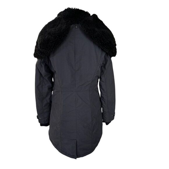 Athleta District Primaloft Faux Fur Hood Jacket Grey Black Size Small - Picture 3 of 15